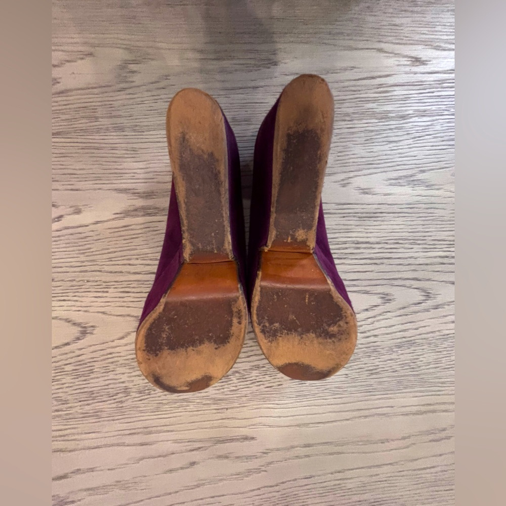 Clergie Blandine Suede Platform Wedge Pump Size 38 In Burgundy - Picture 9 of 9